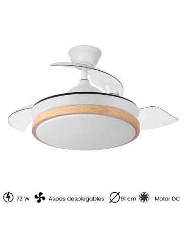 Ventilador Dc Evros Blanco Haya W Lm Aspas Desplegables