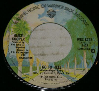 Alice Cooper Go To Hell I Never Cry 45RPM Vinyl 7" Record 1976 Warner ...