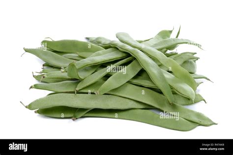 Flat Green Beans On White Background Stock Photo Alamy