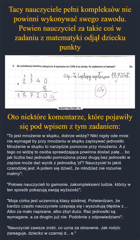 Tacy nauczyciele pełni kompleksów nie powinni wykonywać swego zawodu