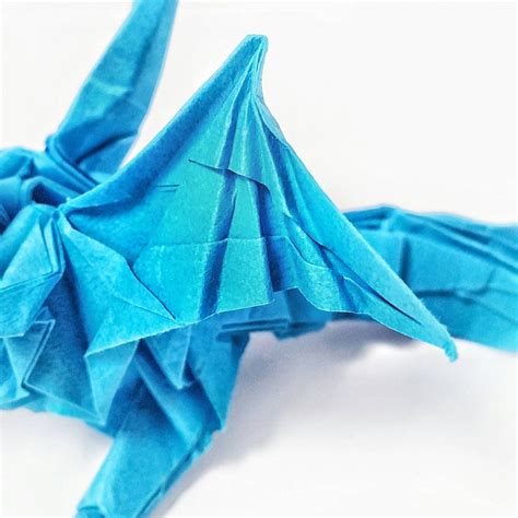 Handmade Origami Blue Water Dragon Etsy