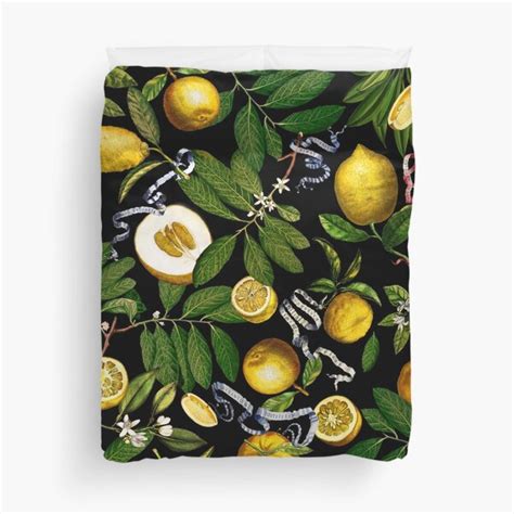 "Lemon Tree - Black" Duvet Cover by fifikoussout | Redbubble