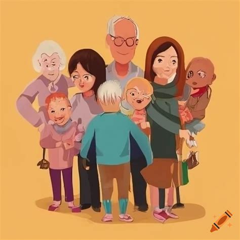 Illustration Representing Intergenerational Relationships On Craiyon