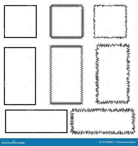 Set Frames Simple Frames In Sketch Style Vector Illustration Stock