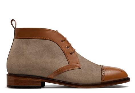 Brogue Chukka Boots In Brown Suede Leather