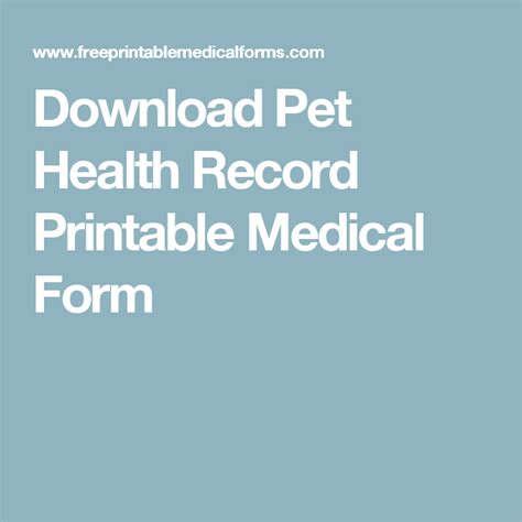 Download Pet Health Record Printable Medical Form Pet Health Record