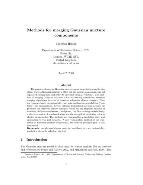 Methods For Merging Gaussian Mixture Components