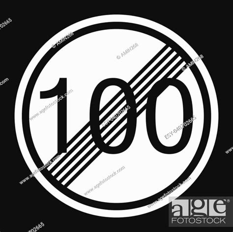 End Maximum Speed Limit 100 Sign Flat Icon Traffic And Road Sign Vector Graphics Stock Vector