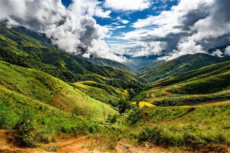 Mu Cang Chai Landscape Terraced Rice Field Near Sapa Stock Image