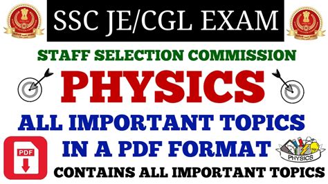 PHYSICS FOR SSC JE CGL EXAM