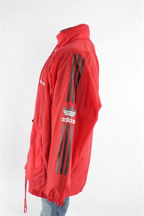 Vintage 90s Adidas Track Jacket Trefoil Windbreaker Zipper Red Etsy