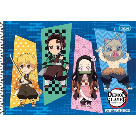 Caderno De Demon Slayer - Caderno de Cartografia e Desenho Espiral Capa Dura Demon Slayer 80 ...
