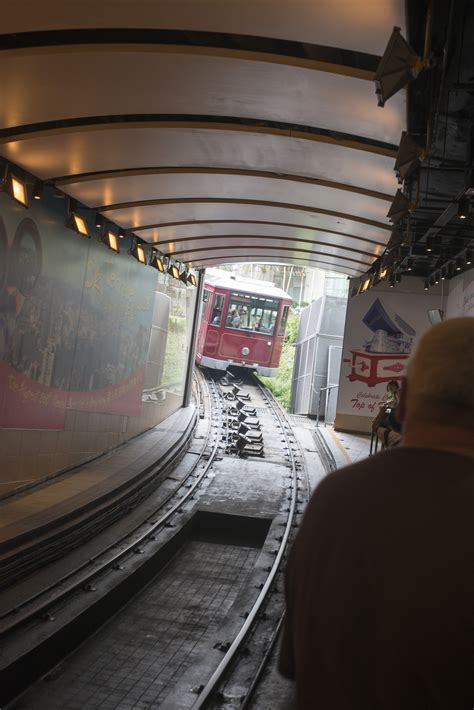 Peak Tram Coming Into The Station