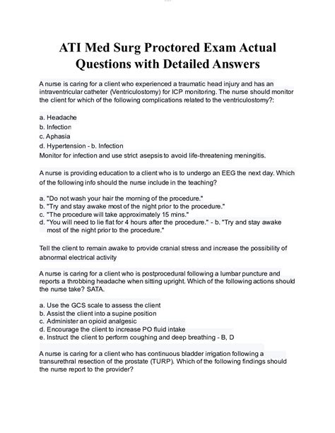 ATI MEDICAL SURGICAL 2023 2024 PROCTORED ACTUAL EXAM 100 QUESTIONS