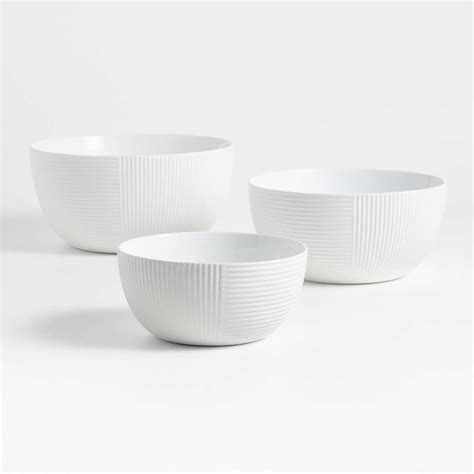 Hanno White Ceramic Mixing Bowls, Set of 3 | Crate & Barrel Canada