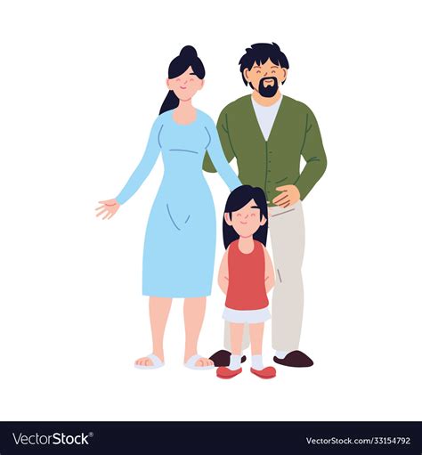 Mother Father And Daughter Cartoons Design Vector Image