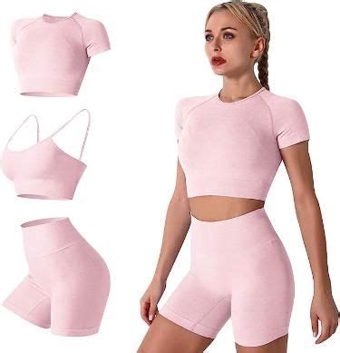 Women S Yoga Workout Outfits Piece Sets Seamless High Waist Running