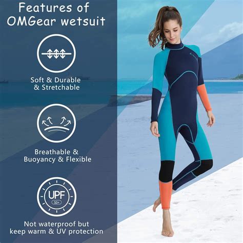 Omgear Wetsuit Men Women 3mm Neoprene Full Body Uv Protection One Piece