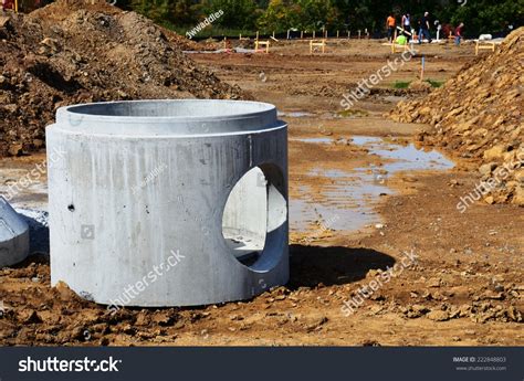 Construction Site Concrete Manhole Site Drainage Foto De Stock Editar