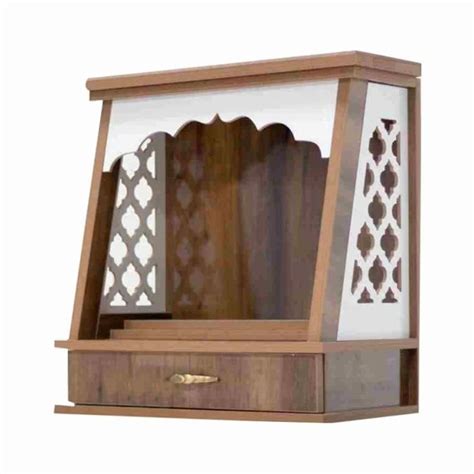 Brown Hand Carved Engineered Wood Pooja Mandir For Worship Size