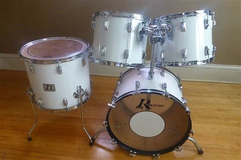 Rogers Xp8 4 Piece Drum Kit Set 1970s White Reverb