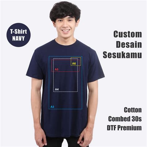 Jual Navy Kaos T Shirt Custom Sablon Print Dtf Unisex Premium Desain