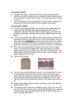 Epic of Gilgamesh Clay Tablets Exercise by The Literature Store | TPT