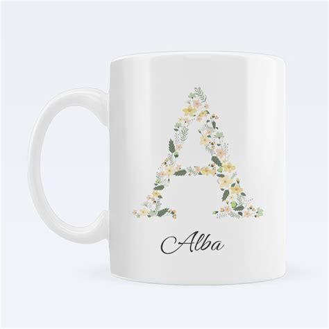 Taza Personalizada Con Inicial De Flores Pulpoint