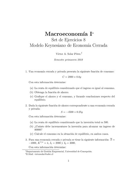 Ejercicios de Modelo Keynesiano de economía cerrada StuDocu