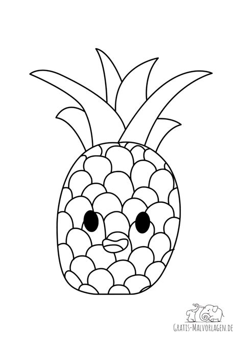 Ausmalbild Ananas Mit Gesicht Gratis Malvorlagen