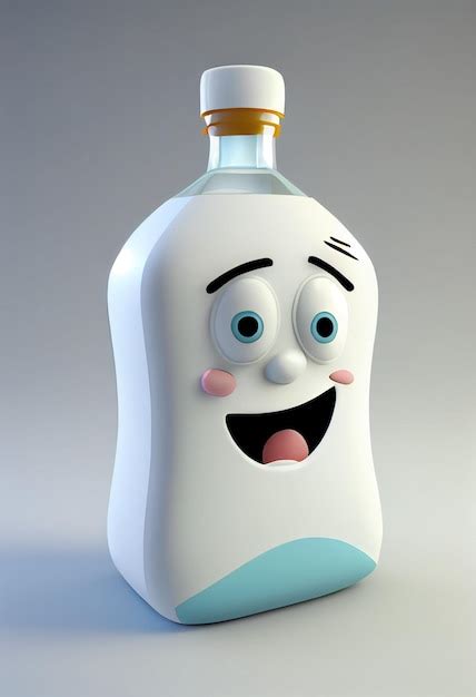 Una Caricatura De Una Botella De Leche Con Una Cara Azul Y Una Cara