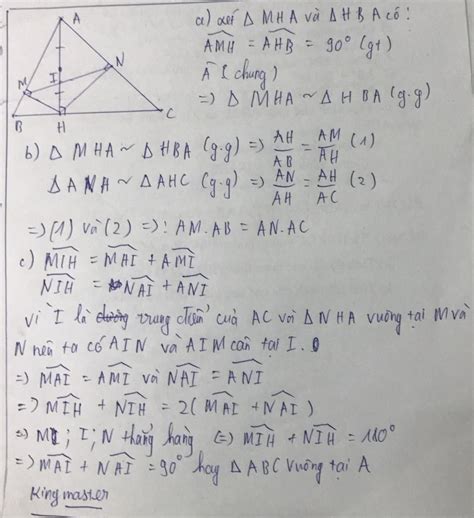 Cho tam giác nhọn ABC kẻ đường cao AH gọi M và N lần lượt là hình