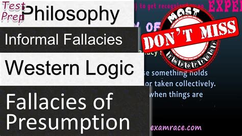 Western Logic Informal Fallacy Fallacy Of Ambiguity And Fallacy Of Presumption Philosophy Youtube