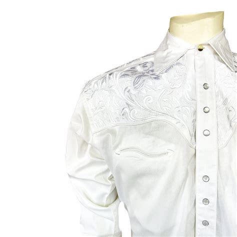 Rockmount Men S White Vintage Tooling Embroidered Western Shirt