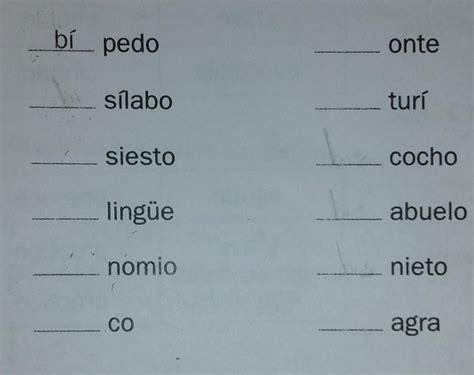 Completa El Principio De Cada Palabra Con Bi Bis Biz Segun Corresponda