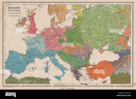 Europe Ethnographic Racial Bartholomew 1944 Old Vintage Map Plan