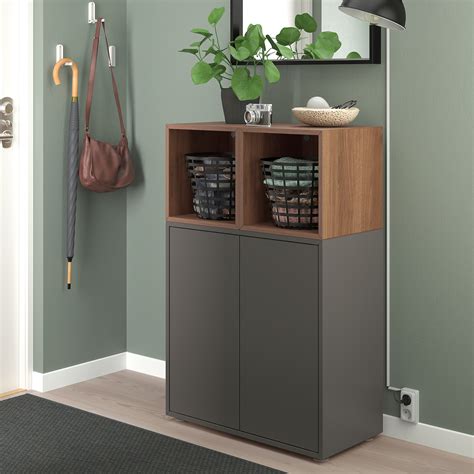 Eket Cabinet Combination With Feet Dark Greywalnut Effect Ikea