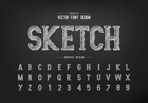 Chalk Font And Sketch Alphabet Vector Hand Draw Writing Style Typeface