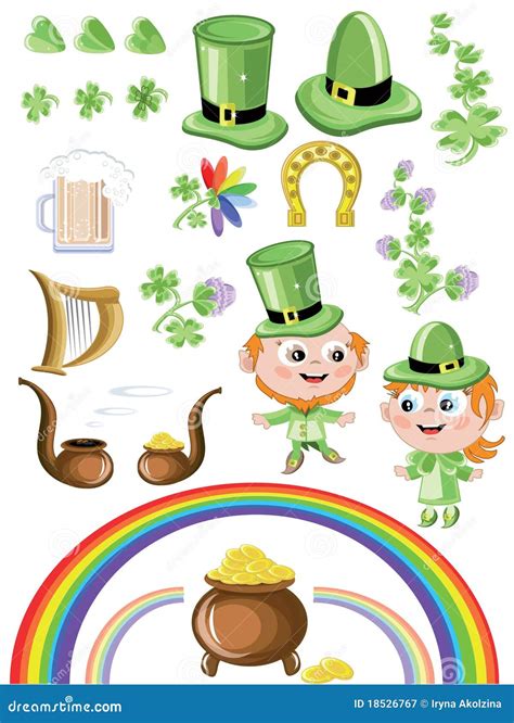 St Patrick S Day Icon Set Stock Vector Illustration Of Luck 18526767