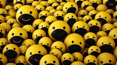 Premium AI Image A Large Group Of Yellow Smiley Faces With Black Eyes