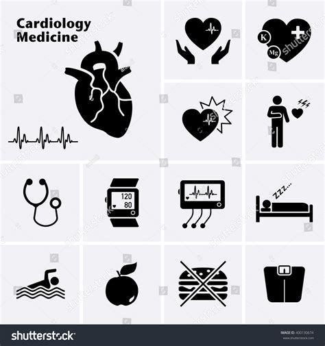 Cardiology Medicine Icons Cardiovascular Diseases Vector Stock Vector Royalty Free 400130674