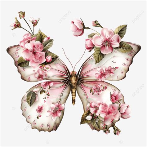 Decorative Butterfly With Pink Blossoms Butterfly Pink Blossom