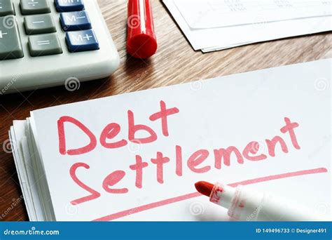 Debt Settlement Handwritten On Loan Documents Stock Image Image Of