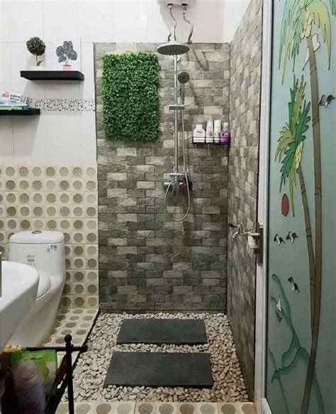 Desain Kamar Mandi Dengan Batu Koral Minimalis