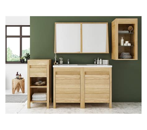 Meuble De Salle De Bain L Bois Massif Double Vasque Portes