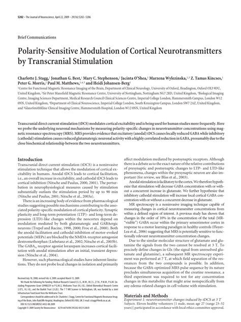 PDF Polarity Sensitive Modulation Of Cortical Neurotransmitters By