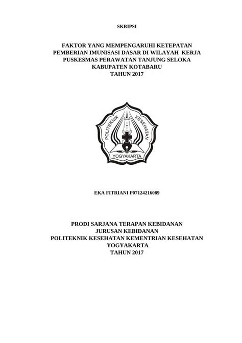 Pdf Faktor Yang Mempengaruhi Ketepatan Pemberian Imunisasi