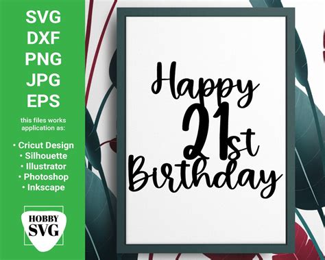 Happy 21st Birthday Cake Topper Svg Happy 21st Birthday Cake Etsy