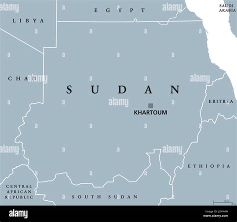 Sudan Political Map With Capital Khartoum And National Borders North