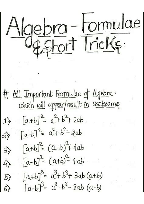 Solution Algebra Formulae And Shortcut For Solving Questions Studypool